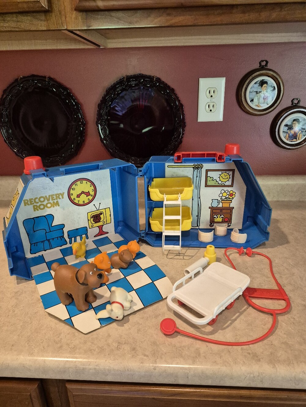 Playskool Traveling Pet Hospital Carry Case, Accessories, And Animals 1976